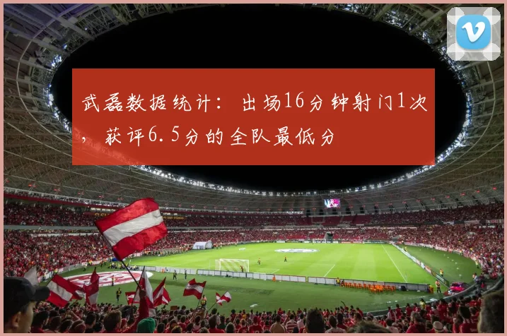 武磊数据统计：出场16分钟射门1次，获评6.5分的全队最低分